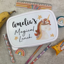 Load image into Gallery viewer, Personalised Magical Unicorn Lunch Box - White-The Persnickety Co