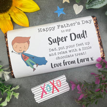 Load image into Gallery viewer, Happy Father's Day Super Dad Personalised Chocolate Bar