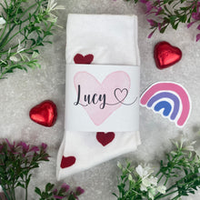 Load image into Gallery viewer, Love Heart Socks With Personalised Label
