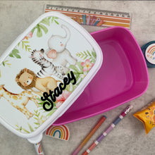 Load image into Gallery viewer, Personalised Jungle Animals Lunchbox