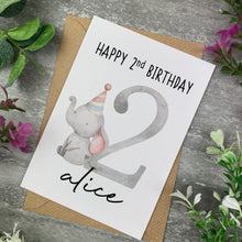 Load image into Gallery viewer, Elephant Happy Birthday Personalised Card