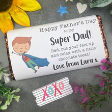Load image into Gallery viewer, Happy Father's Day Super Dad Personalised Chocolate Bar