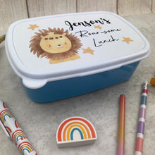 Load image into Gallery viewer, Personalised Roarsome Lion Lunch Box - Blue