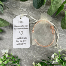 Load image into Gallery viewer, Maid Of Honour Knot Bangle With Initial Charm - Rose Gold-6-The Persnickety Co