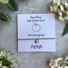 Load image into Gallery viewer, Beaded Charm Bracelet - Best Teacher / Teaching Assistant Ever-The Persnickety Co