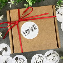 Load image into Gallery viewer, 24 Love Valentine Stickers - Black & White
