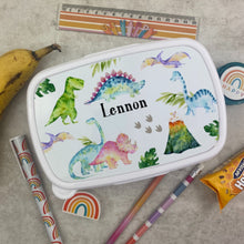 Load image into Gallery viewer, Personalised Dinosaur Lunchbox - White