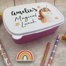 Load image into Gallery viewer, Personalised Magical Unicorn Lunch Box - Pink