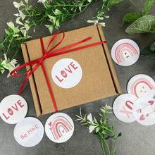 Load image into Gallery viewer, 24 Love Valentine Stickers - Red & Pink