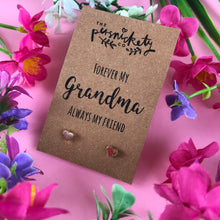 Load image into Gallery viewer, Forever My Grandma Always My Friend Heart Earrings-8-The Persnickety Co