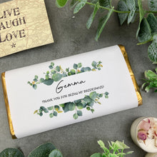 Load image into Gallery viewer, Personalised Bridesmaid - Thank You Eucalyptus Chocolate Bar