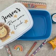 Load image into Gallery viewer, Personalised Roarsome Lion Lunch Box - Blue