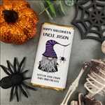 Load image into Gallery viewer, Purple Hat Gnome Happy Halloween - Personalised Chocolate Bar