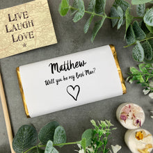 Load image into Gallery viewer, Will you Be My Best Man Heart Chocolate Bar