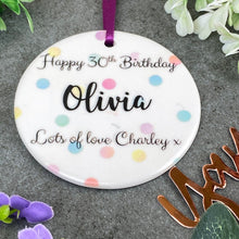 Load image into Gallery viewer, Personalised 30th Birthday Hanging Decoration-8-The Persnickety Co