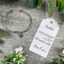 Load image into Gallery viewer, Knot Bangle With Initial Charm Friendship Is A Knot-The Persnickety Co