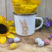 Load image into Gallery viewer, Easter Wreath Enamel Mug - Girl Rabbit