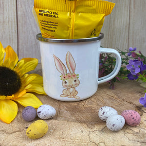 Easter Wreath Enamel Mug - Girl Rabbit