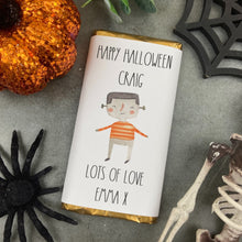 Load image into Gallery viewer, Frankenstein Happy Halloween - Personalised Chocolate Bar