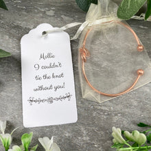 Load image into Gallery viewer, Wedding Knot Bangle With Initial Charm in Rose Gold-7-The Persnickety Co
