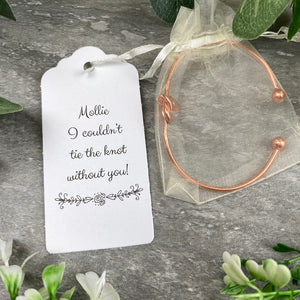 Wedding Knot Bangle With Initial Charm in Rose Gold-7-The Persnickety Co