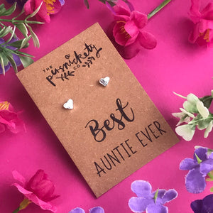 Best Auntie Ever - Heart Earrings - Gold / Rose Gold / Silver-4-The Persnickety Co