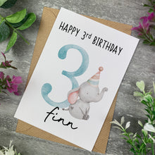 Load image into Gallery viewer, Elephant Personalised Birthday Card