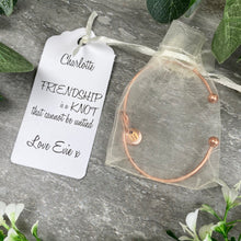 Load image into Gallery viewer, Knot Bangle With Initial Charm Friendship Is A Knot-3-The Persnickety Co