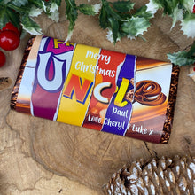 Load image into Gallery viewer, Merry Christmas Uncle Novelty Personalised Chocolate Bar-The Persnickety Co
