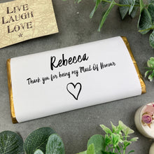 Load image into Gallery viewer, Personalised Maid Of Honour - Thankyou Chocolate Bar