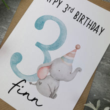Load image into Gallery viewer, Elephant Personalised Birthday Card