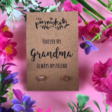 Load image into Gallery viewer, Forever My Grandma Always My Friend Heart Earrings-7-The Persnickety Co