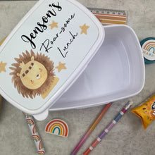 Load image into Gallery viewer, Personalised Roarsome Lion Lunch Box - White