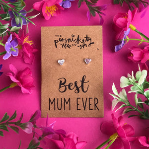 Best Mum Ever - Heart Earrings - Gold / Rose Gold / Silver-2-The Persnickety Co