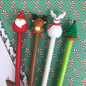 Christmas Friends Pens, Christmas Pen, Cute Christmas Pen, Christmas, Christmas Stationery, Stationery, Father Christmas Pe-4-The Persnickety Co