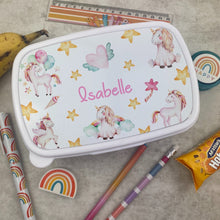Load image into Gallery viewer, Personalised Unicorn Lunchbox - White