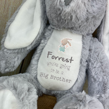 Load image into Gallery viewer, Big Brother/Sister Reveal Grey Bunny Rabbit Soft Toy