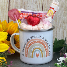 Load image into Gallery viewer, Enamel Hug In a Mug Rainbow Mug