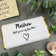 Load image into Gallery viewer, Will you Be My Best Man Heart Chocolate Bar