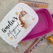 Load image into Gallery viewer, Personalised Magical Unicorn Lunch Box - Pink