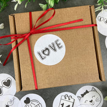 Load image into Gallery viewer, 24 Love Valentine Stickers - Black & White