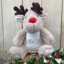 Load image into Gallery viewer, Personalised Heart Name Teddy - Reindeer-The Persnickety Co