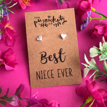 Load image into Gallery viewer, Best Niece Ever - Heart Earrings - Gold / Rose Gold / Silver-The Persnickety Co