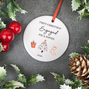 Personalised First Christmas Engaged Hanging Decoration-8-The Persnickety Co