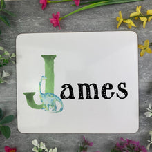 Load image into Gallery viewer, Personalised Dinosaur Initial Enamel Mug, Placemat and Coaster-The Persnickety Co
