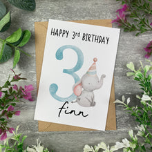 Load image into Gallery viewer, Elephant Personalised Birthday Card