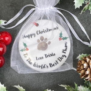 Personalised Happy Christmas World's Best Dog Mum Hanging Decoration-4-The Persnickety Co