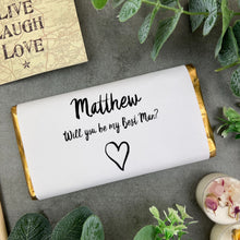 Load image into Gallery viewer, Will you Be My Best Man Heart Chocolate Bar