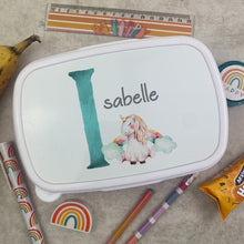 Load image into Gallery viewer, Personalised Initial Dinosaur Lunch Box - Blue