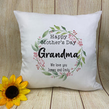 Load image into Gallery viewer, Grandma Wreath - Personalised Mother&#39;s Day Cushion-The Persnickety Co
